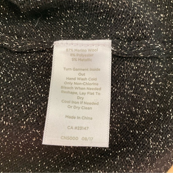 RSVP Talbots Metallic Bell Sleeve Merino Wool Sweater Dress Size M P - Picture 4 of 5